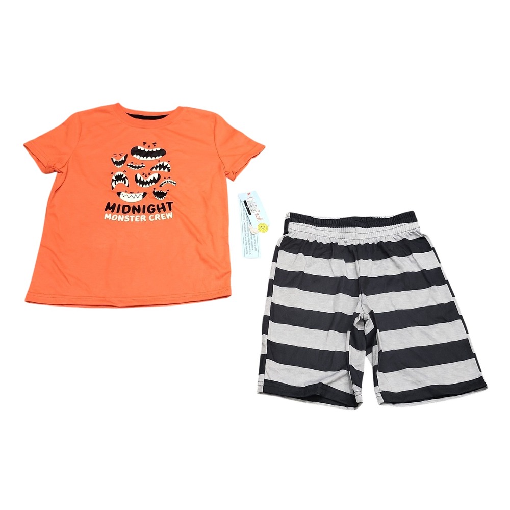 Cat & Jack Boys Orange Midnight Monster Crew Pajama Set 2pc Size S 6/7 NWT